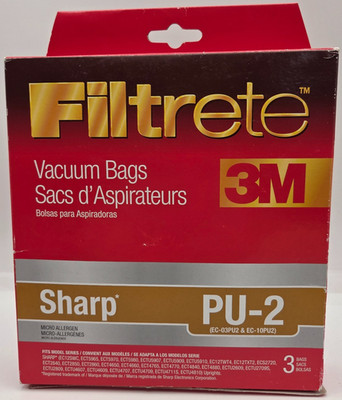 Filtrete 3M Sharp PU-2 Vacuum Bags Lot of 3 Mixed OEM Replacement Bags