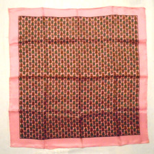 VINTAGE Pink  Multicolor Floral Geometric Design Scarf; 22" SQ No Label Clean