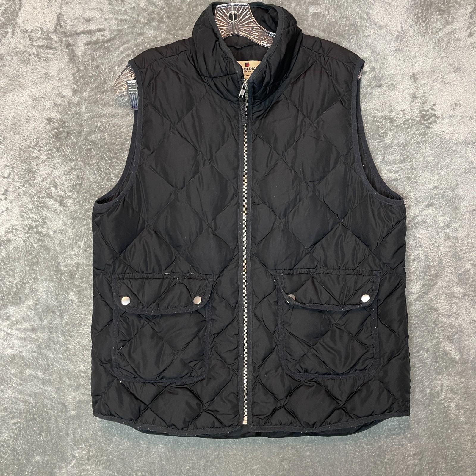 Woolrich Women Classic Duck Down Feather Full Zip Quilted Puffer Vest XL Black