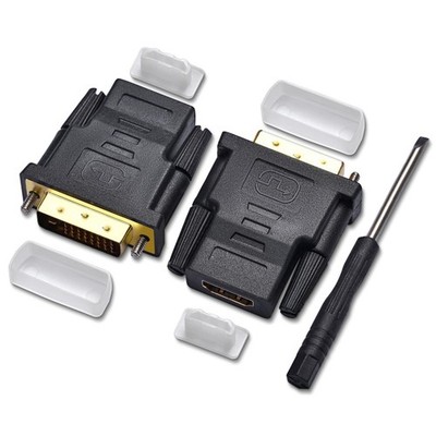 DVI to HDMI Bidirectional Adapter 24+1 Gold-Plated 1080p 2-Pack for PC Monitor 