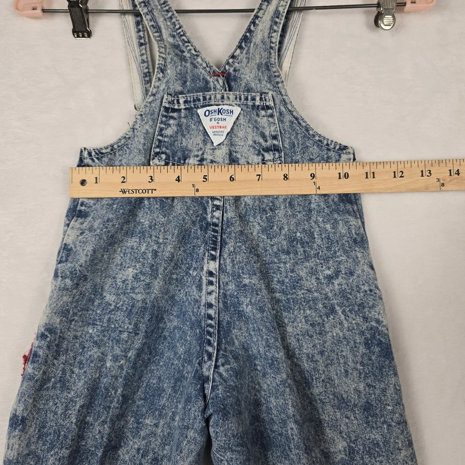 OshKosh B'gosh Vintage 90s Denim Overalls Vestbak USA Made Acid Wash Size 4T - Image 2 of 4