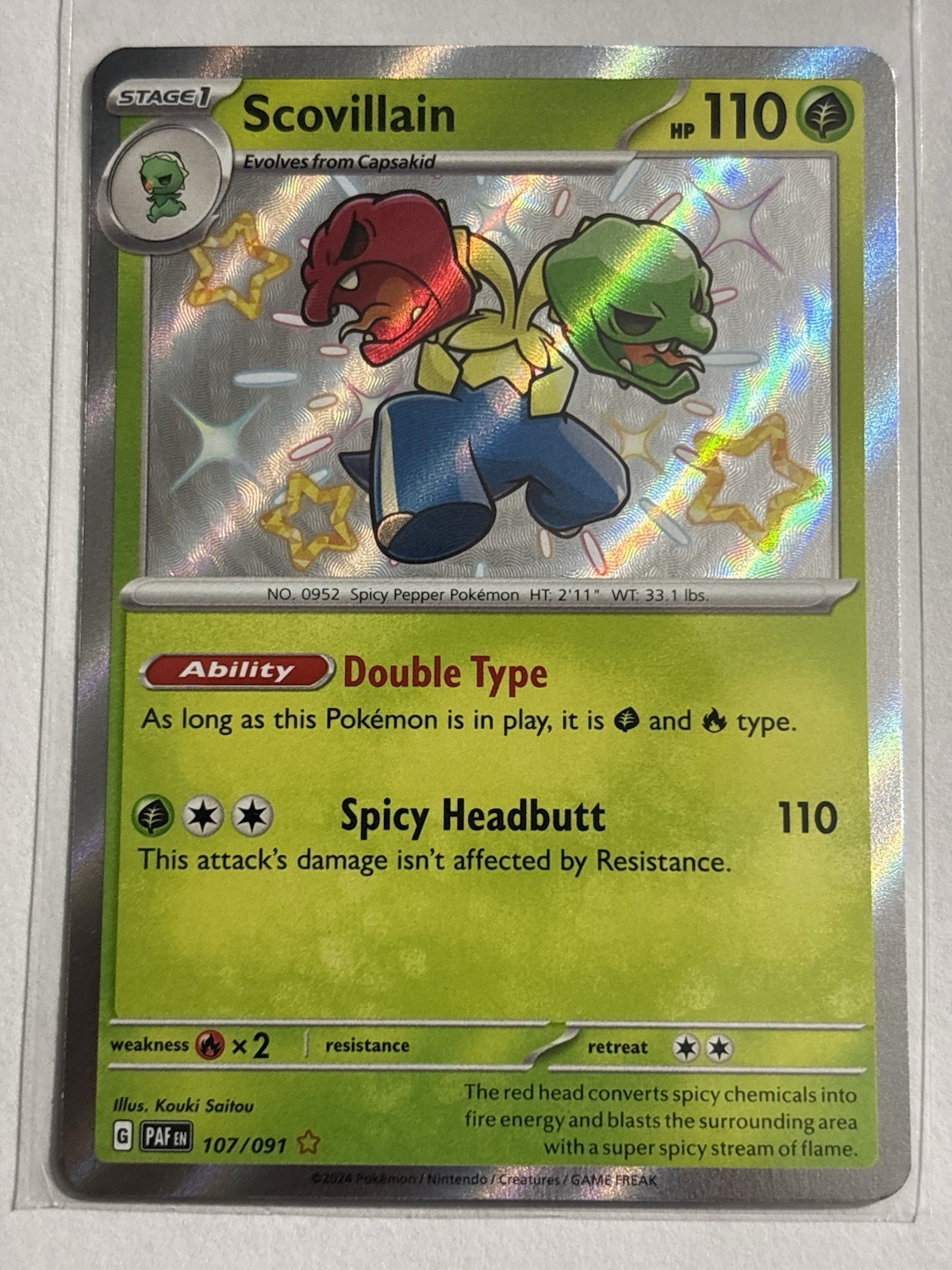 Scovillain 107/091 - Paldean Fates Shiny Rare Holo Pokemon TCG NM