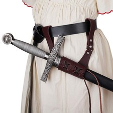 Medieval Leather Sword Frog Universal Rapier One Size, Right Handed-brown