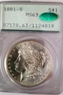 1881 S Morgan Silver Dollar PCGS MS63 CAC OGH Rattler Choice BU
