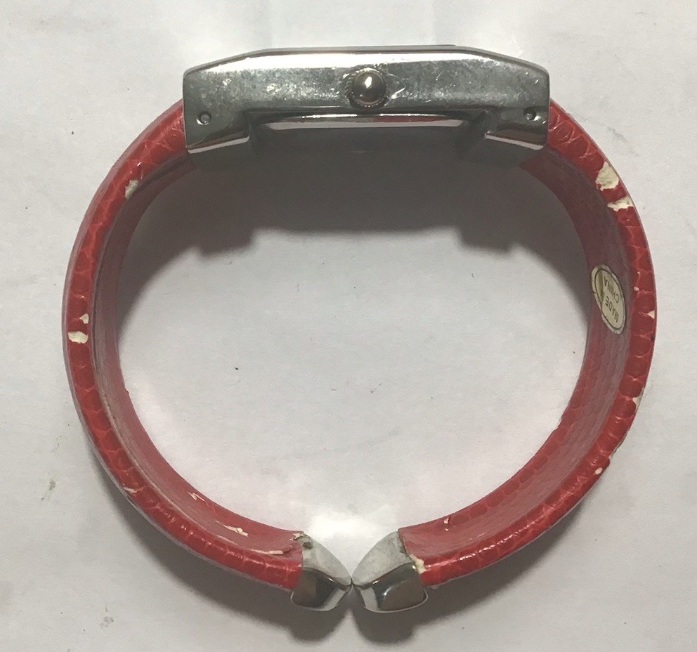 Geneva Ladies Cuff Watch Rectangular Face Red Ban… - image 6