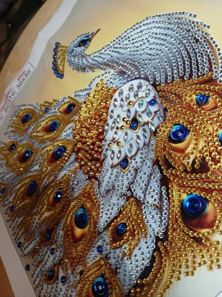 Diamond painting * Fertiges Bild * Pfau* 30 X 30 - Bild 4 von 4