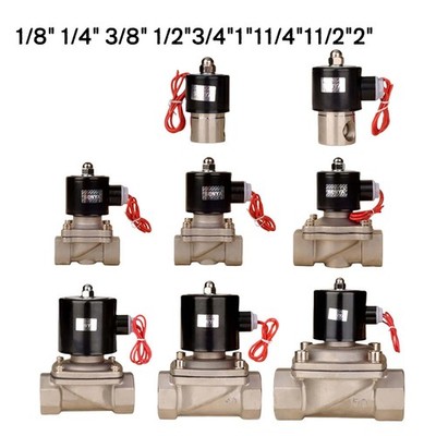 G1/8''-2'' Magnetventil Edelstahl Stromlos Geschlossen DC12 DC24V AC220V 100°C