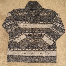 Vtg LL Bean Signature V Neck Fisherman Sz XXL Wool Blend Sweater Multicolored
