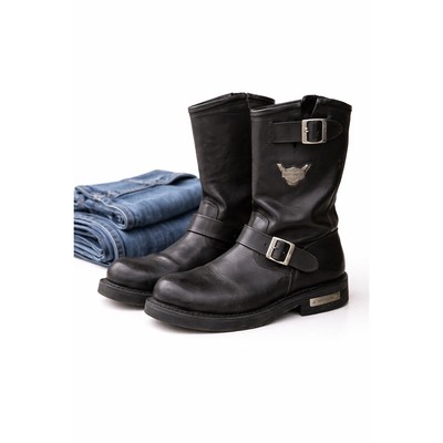 Harley-Davidson Mens Black Leather Engineer Biker Boots 