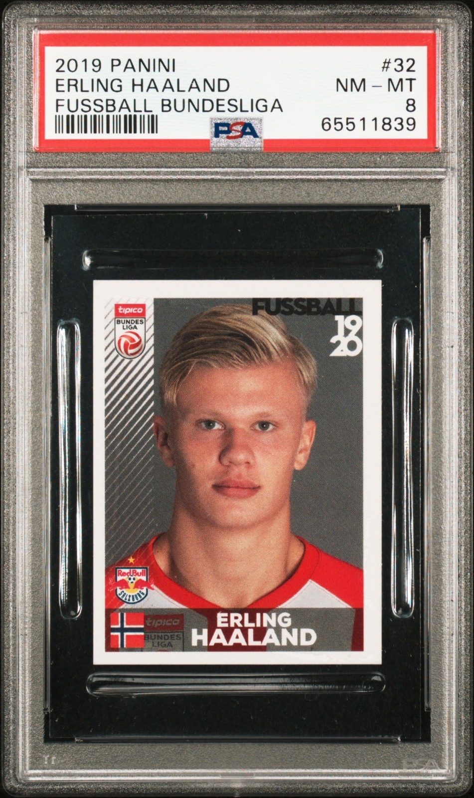 Erling Haaland 2019 Panini Fussball Bundesliga Rookie RC #32 PSA 8 Norway Soccer