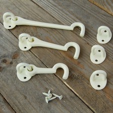 CREAM CAST IRON CABIN HOOKS EYE DOOR HOLD LATCH LOCK BOLT WINDOW CABINET CATCH