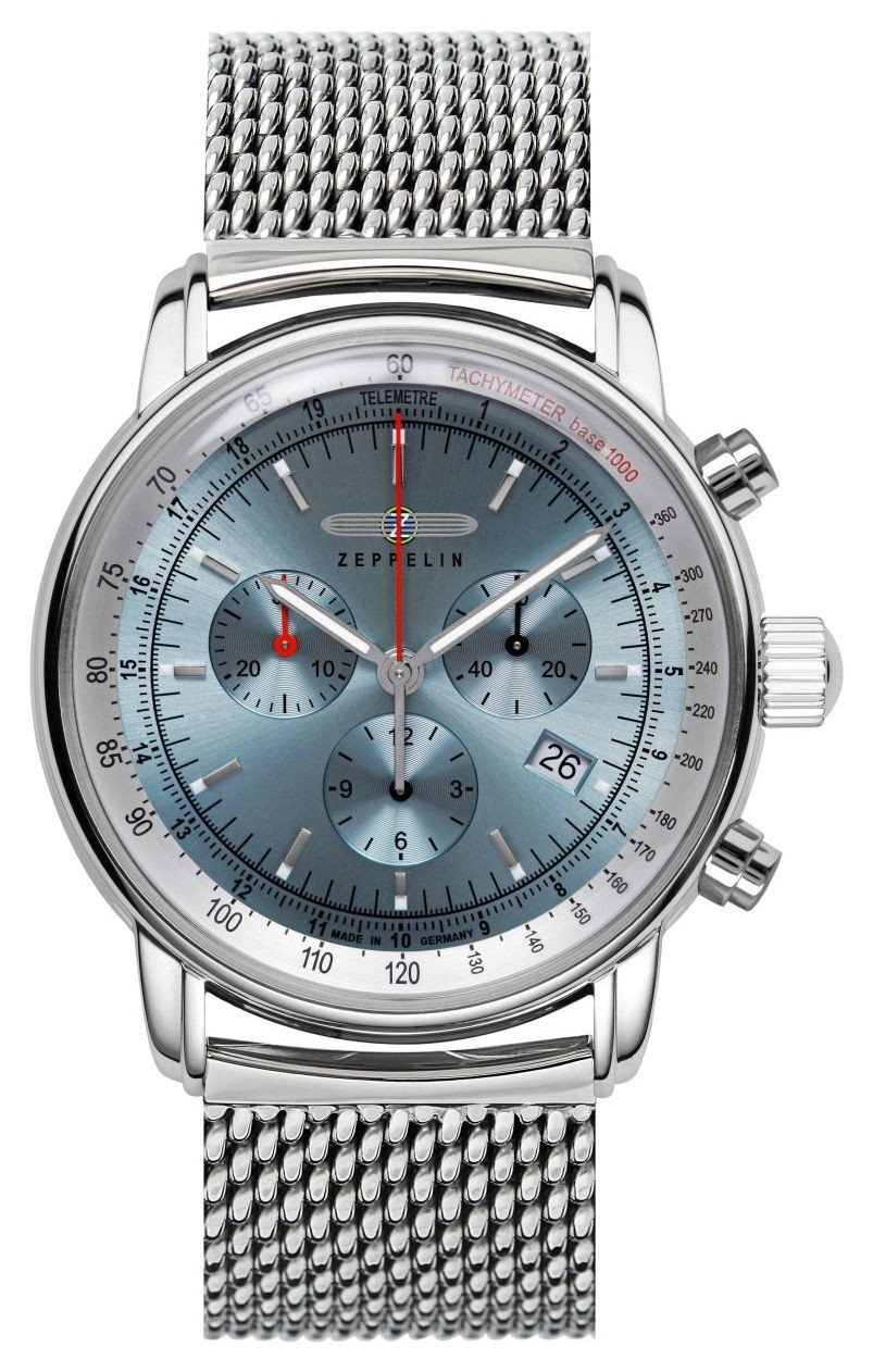 Zeppelin LZ 14 Marine Quartz Chronograph (42mm) Ice Blue Dial / Stainless