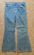Vtg 70  s Women  s Levi  s Light Wash Denim Bell Bottom Jeans. Orange Tab. Size 33