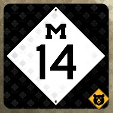 Michigan state route M-14 highway road sign Ann Arbor 1973 12x12