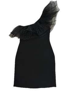 black organza dress zara ZARA CONTRASTING ORGANZA BLACK DRESS blogger favorite sz S new