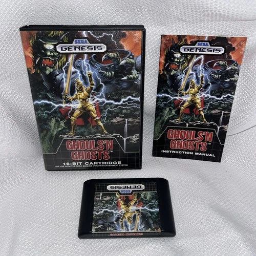 VGC Ghouls 'n Ghosts (Sega Genesis, 1989) Authentic CIB Complete w/ Manual