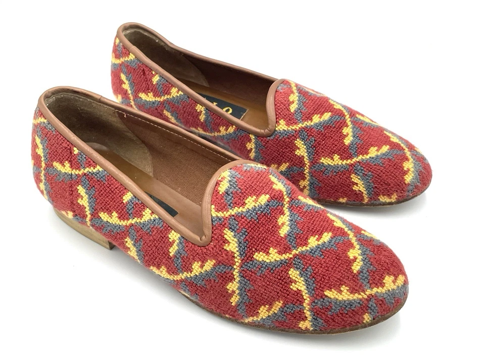 Zalo Needlepoint Vintage Loafers Women’s Shoes Size 6 Tapestry Slippers Spain - Image 3 of 4