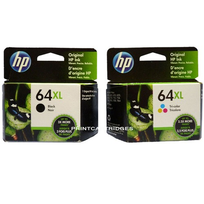 #ad Genuine HP 64XL Black and Tri Color Ink Cartridges 64XL Black 64XL Color NEW $76.95