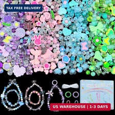 Bracelet Making Kit Assorted Acrylic Beads, 4 Colors Charms Keychain Making Kit