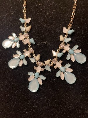 Ella Euro Jewelry Set Blue & White Pear-Shaped Necklace & Earrings