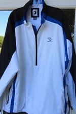FootJoy Golf 1/2 Zip Rain Wind Jacket Men Pullover Colorblock White Blue XXL 2XL