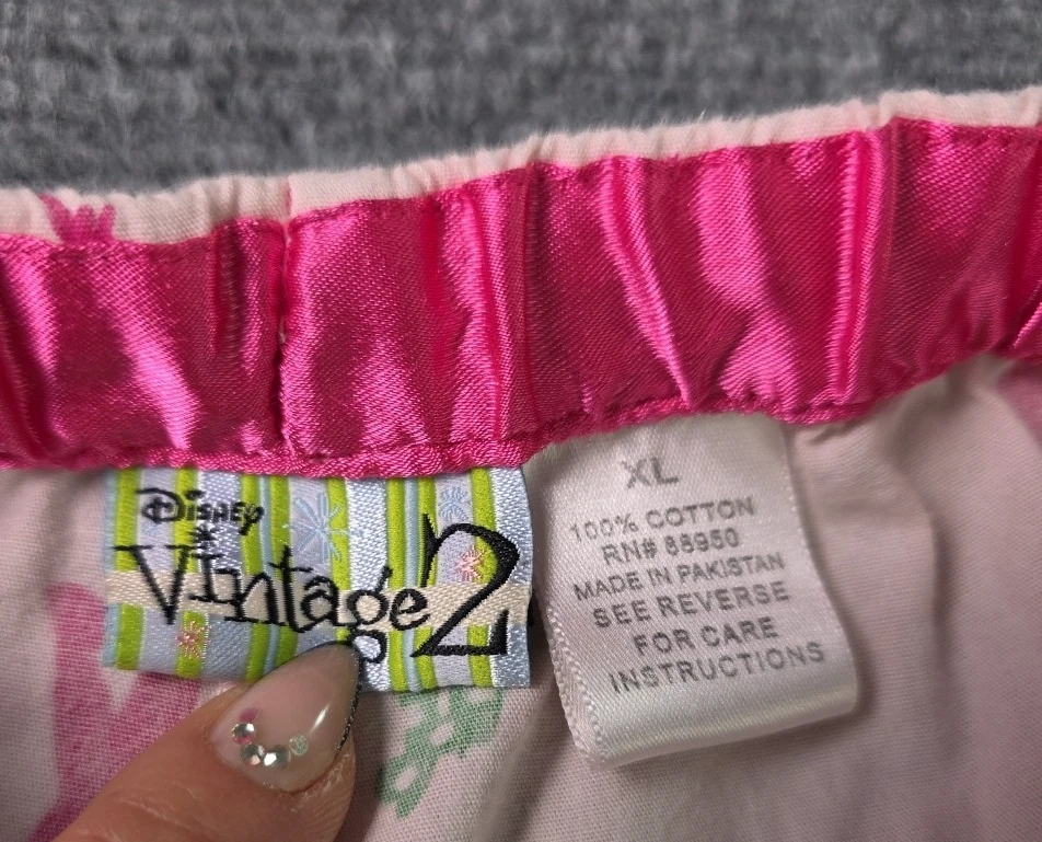 Брюки женские Disney винтажные 2 Tinker Bell PJ XL розовый хлопок эластичная талия Y2K - Изображение 3 из 4