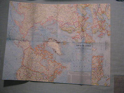 VINTAGE TOP OF THE WORLD ARCTIC MAP National Geographic November 1965 