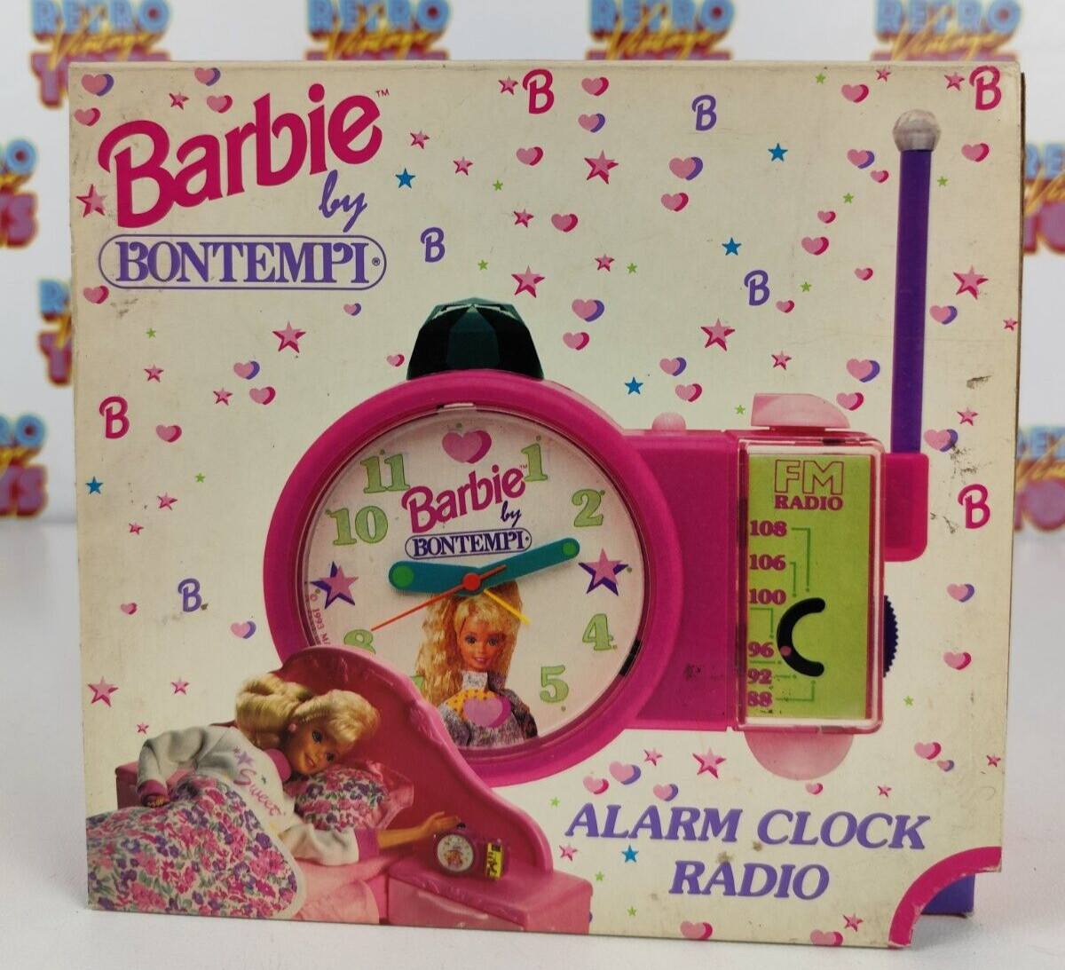 BARBIE ALARM CLOCK RADIO BONTEMPI ALARM CLOCK 1993 MATTEL VINTAGE NEW FM BEDSIDE TABLE
