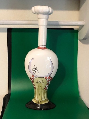 Botella jarra de cerámica de chef caprichosa de la artista Carrie Olsen Garrard 14 1/2" - Imagen 3 de 5