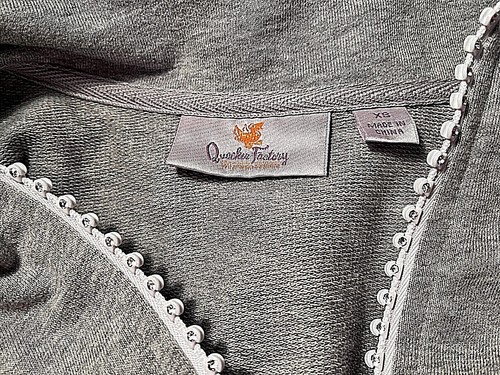 Quacker Factory Rhinestone Zipper Gray Bling Vest Pockets Knit Womens XS - Picture 6 of 7