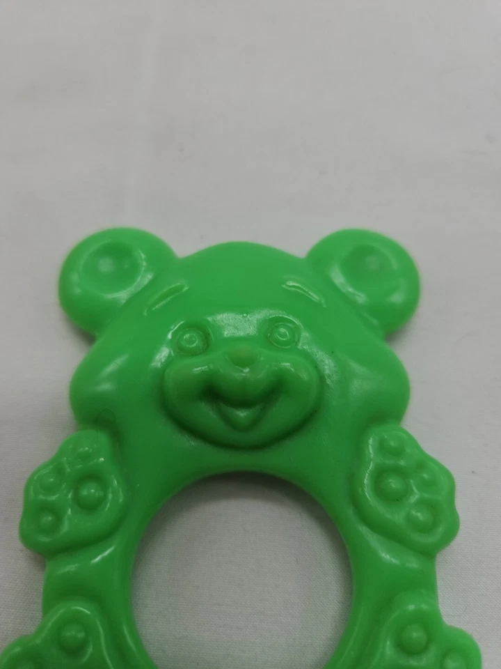 Vintage The First Years Baby Teether Teething Ring - Green BEAR 1976 - Image 3 of 4
