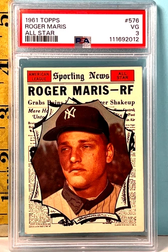 🔥1961 Topps ROGER MARIS ALL-STAR HOF #576  PSA 3  (VG)🔥