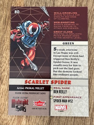 2023 Fleer Ultra Midnight Sons GREEN Parallel #80 Scarlet Spider