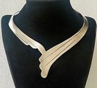 Vtg MODERNIST Signed IBB Sterling Silver Wing Design Torque Collar Necklace 42g