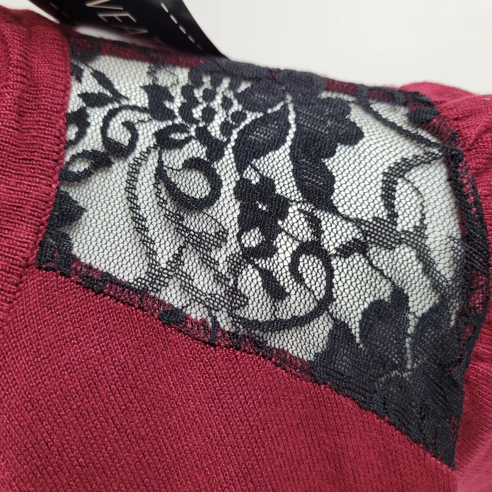 Suéter Sweaterworks Borgoña Cuello Alto Manga Corta Mujer Mediano Nuevo con Etiquetas Foto 3 de 4