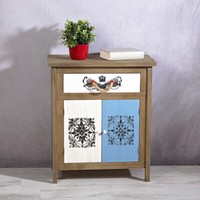 Beistellschrank Braun Weiß Flurkommode Anrichte Sideboard Shabby Used Look Regal