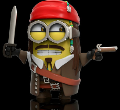 UNPAINTED Minion Jack Sparrow Pirate 3D Printed Model Kit 5'' Tall (8-22)