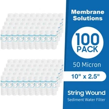 25/50/100 Pack 50 Micron 10"x2.5" String Wound Whole House Sediment Water Filter