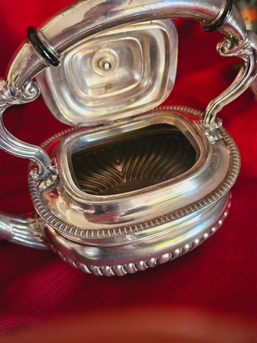 Rare Antique Silver Plate Kettle With Stand And Burner By L&W S,Queen Anne Style - Picture 2 of 8