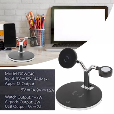 Durata | 3 In 1 Wireless Charger  15W Wireless Charging Station With LE | DRWC40