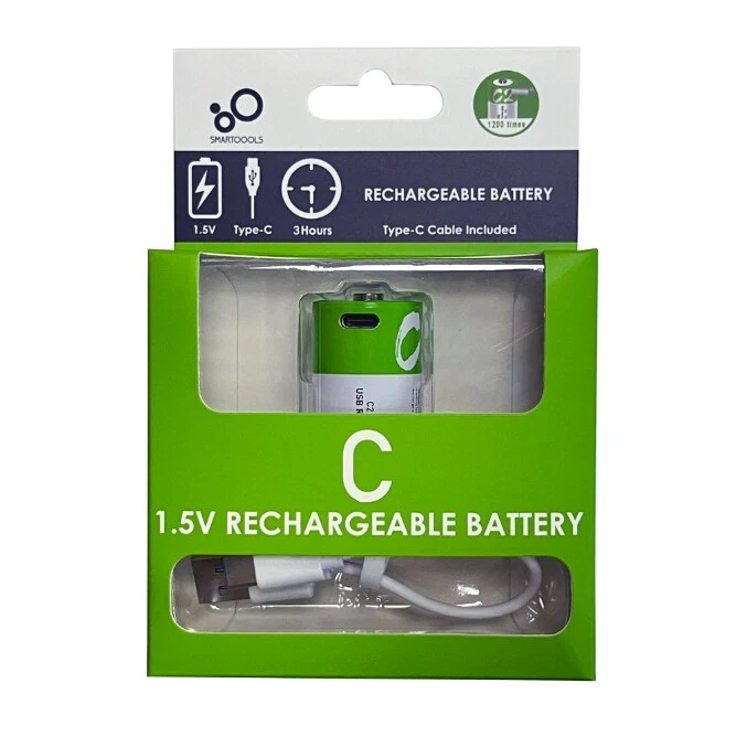 1.5V C Size 5000mWh USB Li-ion Rechargeable Battery USB Type C With Charger Fast - Image 2 of 4