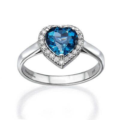 Heart Ring Blue Topaz and Diamonds for Woman by Baroness