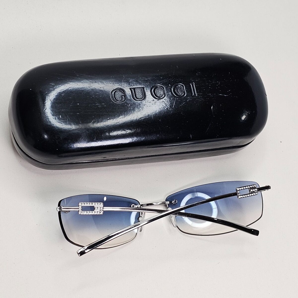 ✔️美品☆GUCCI サングラス ミラー GG1784 YB7VZ イタリア製 Gucci Sunglasses 1997 Vintage Rimless Silver Blue GG 1784