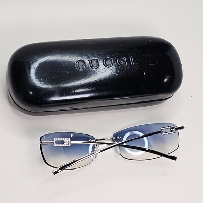 Gucci Sunglasses 1997 Vintage Rimless Silver Blue GG 1784