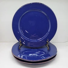 Vietri Set Of 3 Cobalt Blue Terracotta 12" Plates Made In Italy VGC