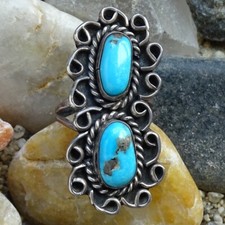 Vintage Navajo Fred Harvey Era Turquoise 925 Sterling Silver Ring Size 5 Native