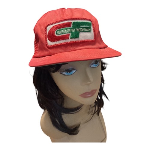 Vintage CF Consolidated Freightways Patch Trucker Hat Mesh Snapback Red
