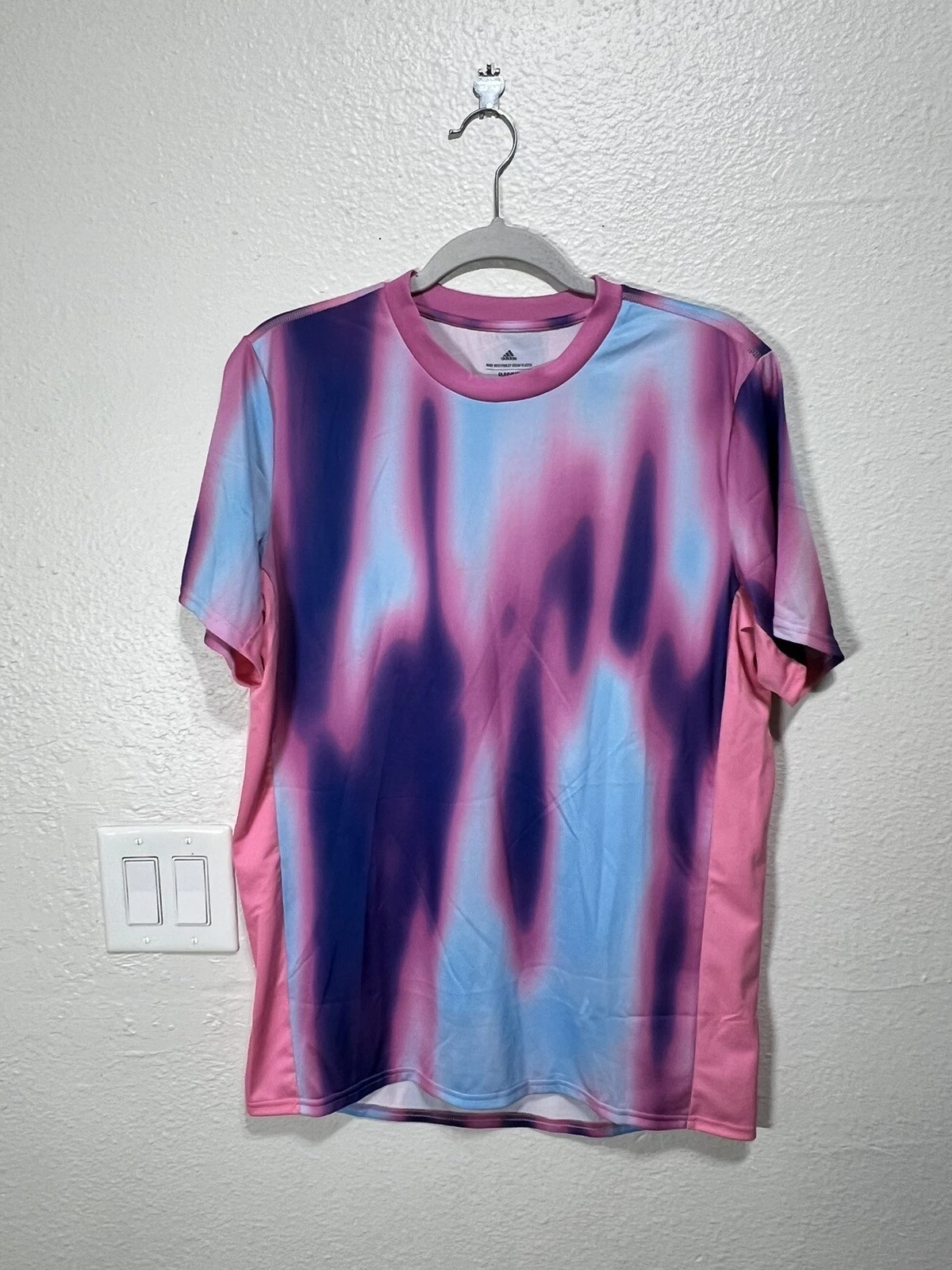 Adidas Break The Norm Blue/Pink/Lilac Reflective Training Shirt HD0955 Mens Med