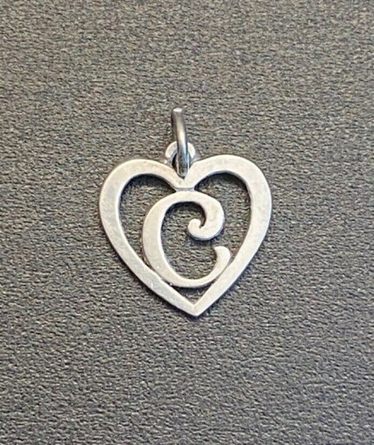 Retired James Avery Sterling Silver Initial C Letter In Heart Charm Or 