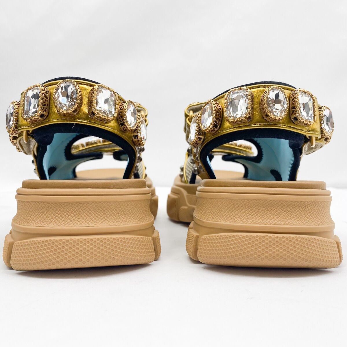 GUCCI Crystal-embellished Sandals In 8065 Gold Sz 34.5G/34 GUCCI Crystal-embellished Sandals In 8065 Gold Sz 34.5G/34
